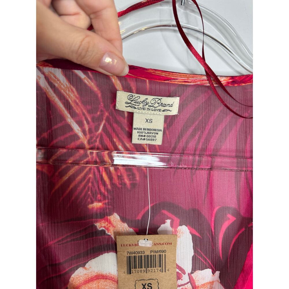 NWT Lucky Brand Maya Tropical Caftan Maxi Dress Women’s XS - Picture 7 of 8